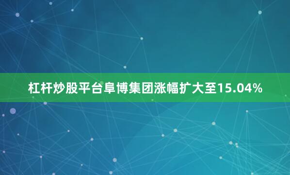 杠杆炒股平台阜博集团涨幅扩大至15.04%